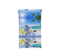 SCAUA Étui à lunettes souple en cuir avec motif de plantes tropicales vertes et cascade pour femme, pochette à lunettes de soleil élégante, Fleur tropicale et pierre zen, taille unique