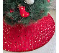 SCAUA Jupe De Sapin De Noel，Étoiles Rayées d'or Luxe Tapis De Sapin De Noë Cache Pied Sapin De Noel Couvre-Pied De Sapin pour Fête Vacances Décorations d'arbre De Noël Decoration De Maison (Red,78cm)