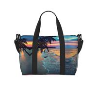 SCAUA Sac à main noir et blanc imprimé vache pour voyage, sac de sport à main, sac de voyage à bandoulière pour homme et femme, Coco Beach Sunset Hamac, Taille unique