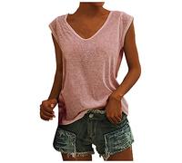 SCBFDI Caraco Femme, Tops Tendance pour Femmes 2024 Col en V Couleur | Unie Débardeurs Basic Y2K Vêtements De Sortie Décontracté Été Chemises Sans Manches