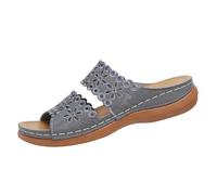 SCBFDI Chaussons Femme Ete Sabot Femme Confortable Sandales en Cuir Synthétique avec Floral Découpé à Main Semelle Ergonomique Confortable La Bottine Souriante Chaussures Gris 40