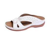 SCBFDI Chaussures Femme Confort Chic Mule Femme Été Confortable Sandales à Enfiler avec Semelle Ergonomique et Détails Floraux Dessus Respirant Sans Lacets La Bottine Souriante Chaussures Blanc 43