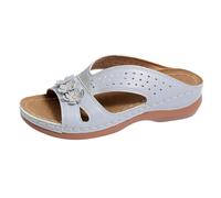 SCBFDI Chaussures Femme Confort Chic Mule Femme Été Confortable Sandales à Enfiler avec Semelle Ergonomique et Détails Floraux Dessus Respirant Sans Lacets Sandale Tong à Sangle Cheville Gris 41