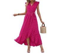 SCBFDI Robe Cocktail Femme Sexy Cintrée Ete Courte Devant Longue Derriere | Manches Volantes Bureau Estivale Chic Plage Robe