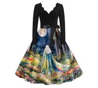 SCBFDI Robe Sorcière Femme Halloween Robe de Cocktail Vintage Année 50S
