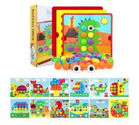 SCBOY Mosaique enfant Jeu d'encastrement mosaïque à partir de 2 ans Avec 12 panneaux colorés et 46 perles mosaique enfant playmais（Dinosaures）