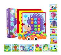 SCBOY Mosaique enfant Jeu d'encastrement mosaïque à partir de 2 ans Avec 12 panneaux colorés et 46 perles mosaique enfant playmais（Hérissons）