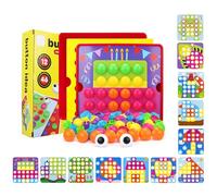 SCBOY Mosaique enfant Jeu d'encastrement mosaïque à partir de 2 ans Avec 12 panneaux colorés et 46 perles mosaique enfant playmais（Gâteau）