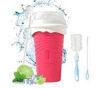 SCBOY Slushy maker,Glace à pétrir slushy gobelet,Silicone slushy maker cup,Gobelet à neige avec cuillère à paille et brosse pour gobelet,Gobelets à smoothie réutilisables