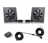 SCCCF Lot de 2 ventilateurs de refroidissement USB silencieux 120 mm avec thermostat fixe à 30 °C, pour armoires AV home cinéma, niche pour animaux de compagnie