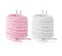 SCDZY Fluffy Laces Lot de 2 paires de lacets de rechange universels et souples en peluche 120 cm, Blanc + rose., Taille unique