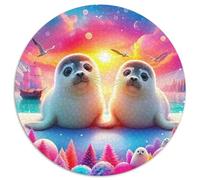 Sceau 1000 Piece Puzzle Rond, pour Enfants Adult De Forme Irrégulière, Unique Jigsaw pour La Famille Amis 12 Ans De Qualité Supérieure 1000pcs (67.5x67.5cm)