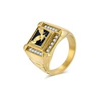 Sceau carré plein diamant aigle bague en acier titane, bijoux pour hommes rétro hip hop personnalisés