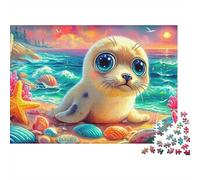 Sceau dans Les Fleurs Puzzle De 1000 Pièces Puzzle hautement jouable Jeu De Puzzle Familial pour Adultes, Enfants Et Personnes Âgées 70x50cm/1000pcs