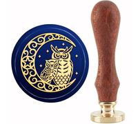 Sceau de cire 1 lot de tampons à cacheter en cire vintage, avec tête laiton 30 mm et manche bois, for enveloppes photos(Color-06)