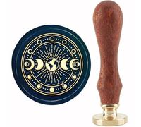 Sceau de cire 1 lot de tampons à cacheter en cire vintage, avec tête laiton 30 mm et manche bois, for enveloppes photos(Color-13)