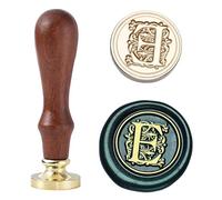 Sceau de cire à cacheter initiale - Kit de tampon de cire vintage avec lettre E - Sceau en laiton pour enveloppes, invitations et mariage - 25 mm