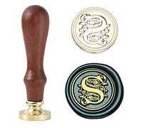 Sceau de cire à cacheter initiale - Kit de tampon de cire vintage en forme de lettre S, 25 mm, joint en laiton pour enveloppes, invitations et mariage