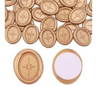 Sceau de Cire Autocollants 25 autocollants cachets à la cire ovales étoiles scintillantes - Or antique for enveloppes d'invitation de mariage