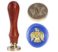 Sceau de cire classique traditionnel celtique corbeau d'Halloween 30 mm rétro amovible en laiton avec poignée en bois, symbole de liberté, de sagesse et de richesse