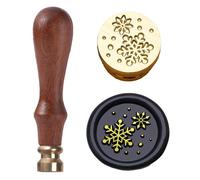 Sceau de cire de Noël - Tampon de cire à cacheter en forme de flocon de neige avec poignée, 15 mm, mini tampon d'hiver en laiton pour cadeau de Noël, scellage de documents, enveloppes