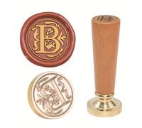 Sceau de cire en laiton de style vintage avec poignée ergonomique en bois de hêtre pour invitations, enveloppes et emballages, cachet de cire pour lettres