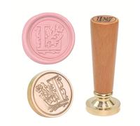 Sceau de cire européen fait à la main - Conseils interchangeables en laiton et poignée en bois de hêtre pour lettres cadeaux - Tampon de cire en laiton avec bois de hêtre