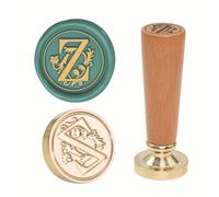 Sceau de cire européen fait à la main - Conseils interchangeables en laiton et poignée en bois de hêtre pour lettres cadeaux - Tampon de cire en laiton avec bois de hêtre
