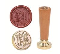 Sceau de cire européen fait à la main - Conseils interchangeables en laiton et poignée en bois de hêtre pour lettres cadeaux - Tampon de cire en laiton avec bois de hêtre