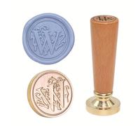 Sceau de cire européen fait à la main - Conseils interchangeables en laiton et poignée en bois de hêtre pour lettres cadeaux - Tampon de cire en laiton avec bois de hêtre
