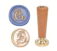 Sceau de cire européen fait à la main - Conseils interchangeables en laiton et poignée en bois de hêtre pour lettres cadeaux - Tampon de cire en laiton avec bois de hêtre