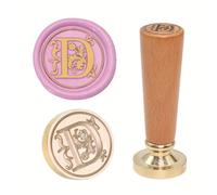 Sceau de cire européen fait à la main - Conseils interchangeables en laiton et poignée en bois de hêtre pour lettres cadeaux - Tampon de cire en laiton avec bois de hêtre