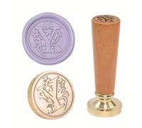 Sceau de cire européen fait à la main - Conseils interchangeables en laiton et poignée en bois de hêtre pour lettres cadeaux - Tampon de cire en laiton avec bois de hêtre