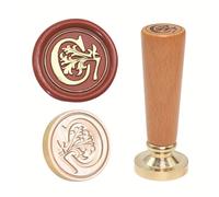Sceau de cire européen fait à la main - Conseils interchangeables en laiton et poignée en bois de hêtre pour lettres cadeaux - Tampon de cire en laiton avec bois de hêtre