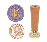 Sceau de cire européen fait à la main - Conseils interchangeables en laiton et poignée en bois de hêtre pour lettres cadeaux - Tampon de cire en laiton avec bois de hêtre