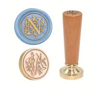 Sceau de cire européen fait à la main - Conseils interchangeables en laiton et poignée en bois de hêtre pour lettres cadeaux - Tampon de cire en laiton avec bois de hêtre