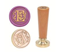 Sceau de cire européen fait à la main - Conseils interchangeables en laiton et poignée en bois de hêtre pour lettres cadeaux - Tampon de cire en laiton avec bois de hêtre