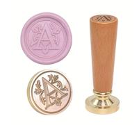 Sceau de cire européen fait à la main - Conseils interchangeables en laiton et poignée en bois de hêtre pour lettres cadeaux - Tampon de cire en laiton avec bois de hêtre
