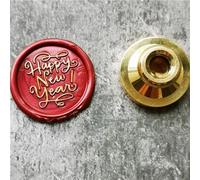 Sceau de cire « Happy Year » - Tampon à cacheter pour lettre de bénédiction pour invitation de mariage - Tampon de cire en cuivre - Tête en bois - Tête juste
