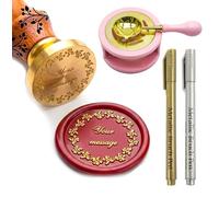 Sceau de Cire Personnalisé - Tampon Bois pour Scrapbooking & Faire-part Mariage - Personnalisation Initiales/Logo - Idéal Décoration Enveloppe & Cadeau DIY (Couronne de Laurier)