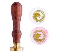 Sceau de cire pour Halloween - Tête de loup avec runes viking - Tampon de cire à cacheter - Superbe enveloppe - Poignée vintage en palissandre - Pour invitation, Thanksgiving, emballage de cire