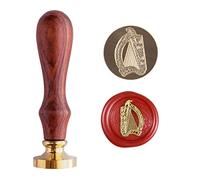 Sceau de cire pour harpe irlandaise - Vintage - Solide - Tampon de cire traditionnelle irlandaise - Tête d'instrument avec manche en palissandre