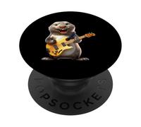 Sceau de Dessin animé Amusant Jouant de la Guitare Basse Musicien PopSockets PopGrip Adhésif