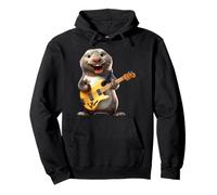 Sceau de Dessin animé Amusant Jouant de la Guitare Basse Musicien Sweat à Capuche