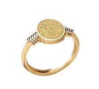 Sceau de Dracula en argent sterling 925 | Bague plaquée or | Chevalière ovale 13 x 11 mm | Taille de l'anneau : 5-12,5 US Avelaibal | LKDR_0310