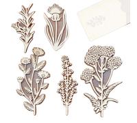 Sceau floral rétro | 5 tampons botaniques | Tampons floraux | Sceau de scrapbooking en bois vintage, kit de tampons en fleurs, tampons encreurs pour et fleurs, tampon en bois d'herbier pour la