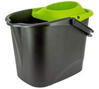 Sceau ménage - Produit menager Entretien Maison - Accessoire de ménage - Seau 14 litres rectangulaire avec essoreur - Gris et Vert