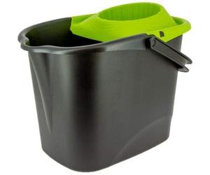 Sceau ménage - Produit menager Entretien Maison - Accessoire de ménage - Seau 14 litres rectangulaire avec essoreur - Gris et Vert