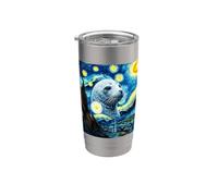 Sceau Nuit étoilée Van Gogh Peinture Mignon Lion de mer Amoureux Gobelet isotherme en acier inoxydable double paroi