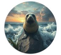 Sceau Puzzle Rond De 1000 Pièces pour Animaux Das Tier Women Parfait Encastrement Qualité Supérieure Impossible Difficile Entertainment' Artist Puzzle Art 1000pcs (67.5x67.5cm)